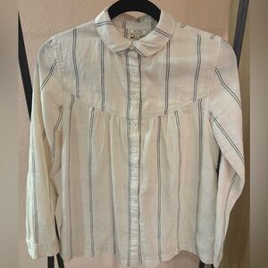 Fat Face White and Blue Striped Button-Down Shirt